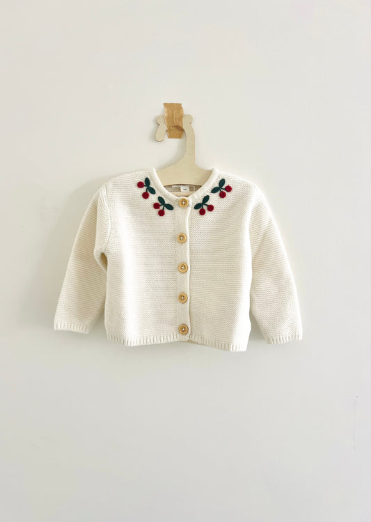 Vestje off-white met kersjes