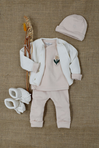 Wrap T-shirt Rib Crème